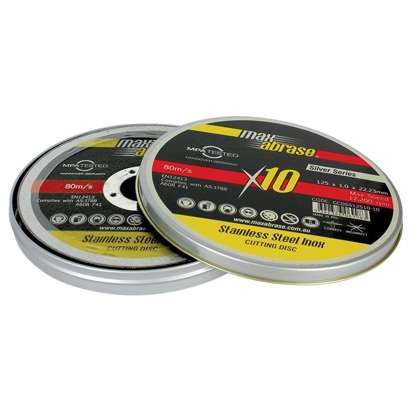 Maxabrase 115 x 1.0mm Cutting Disc - Stainless Silver Series - Tin of 10