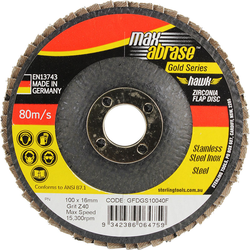 Maxabrase FLAT Flap Disc Gold Inox-Stainless 100 x ZK60 Grit