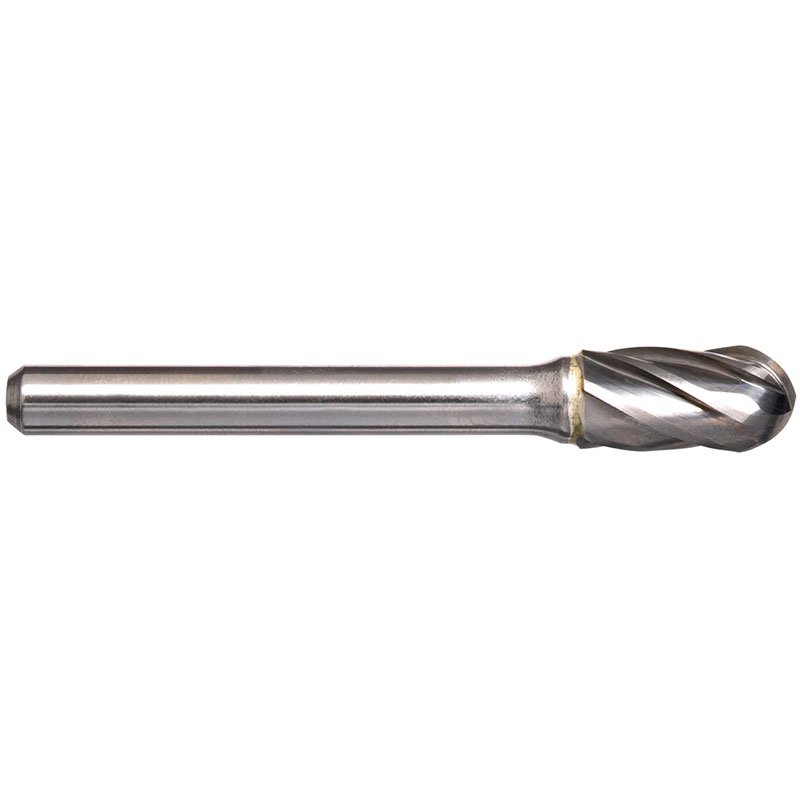 Alpha 1/2“ Cylindrical Ball Nose Carbide Burr - 1/4” Shank