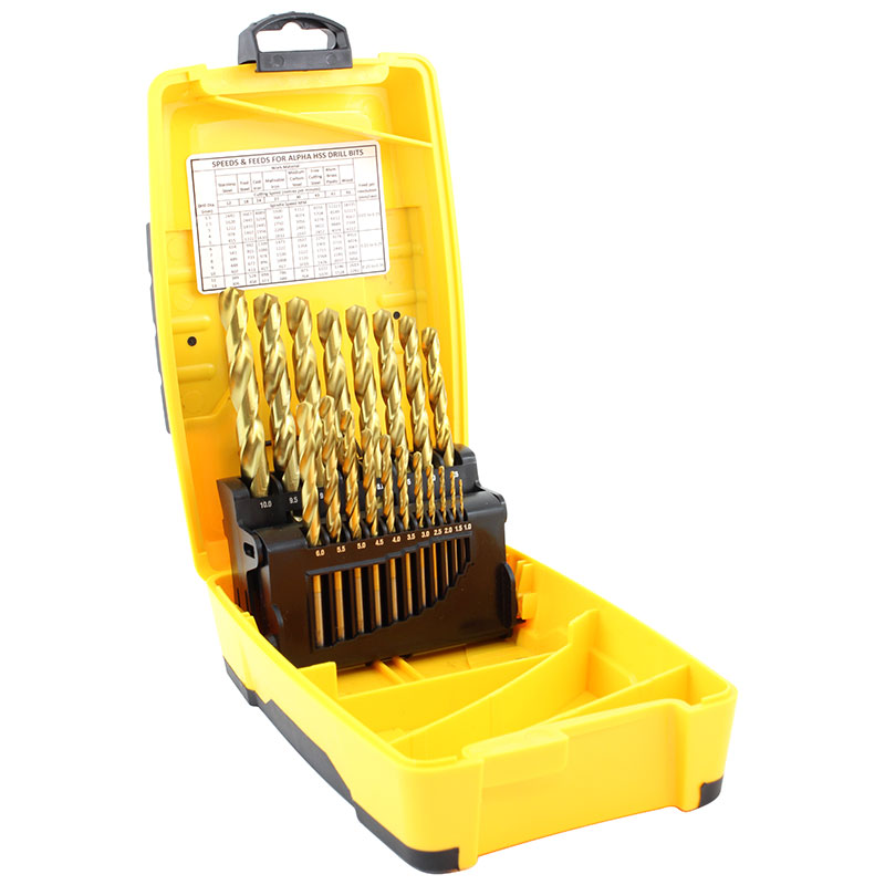 Alpha Tuffbox Drill Set Gold Series Metric 1.0 - 10.0mm 19pc