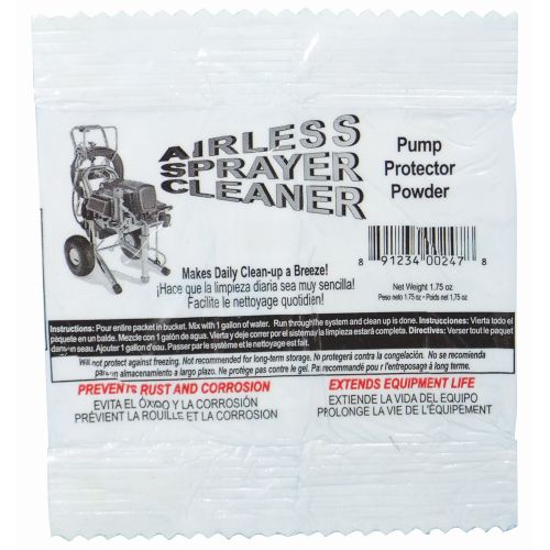 Airless sprayer pump protection powder sachet