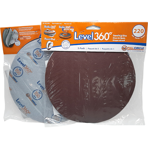 Level 360° Sanding Discs 220 grit 5 pack