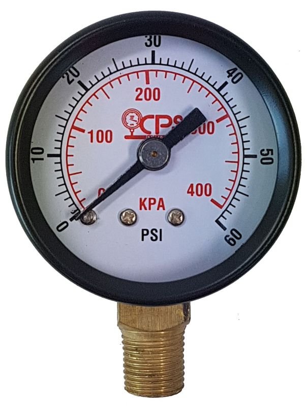 Pressure Gauge 40mm 1/8 bottom entry 400kpa 60 psi